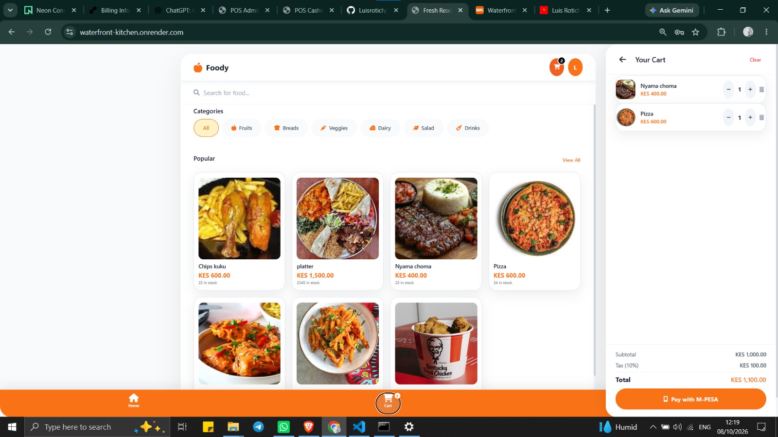 Waterfront Kitchen food ordering platform